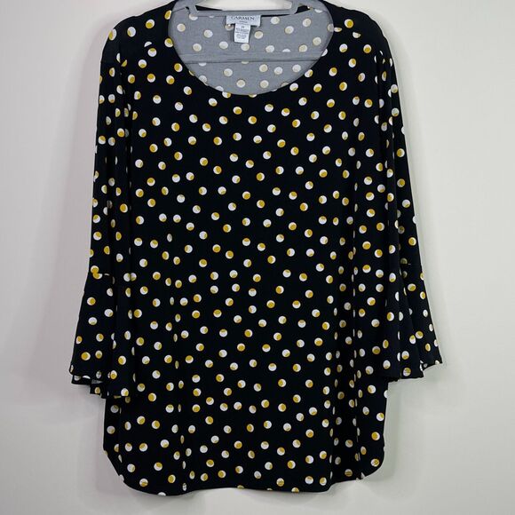 Carmen Marc Valvo Polka Dot Y2K Blouse Women's Size 2X - Picture 7 of 7